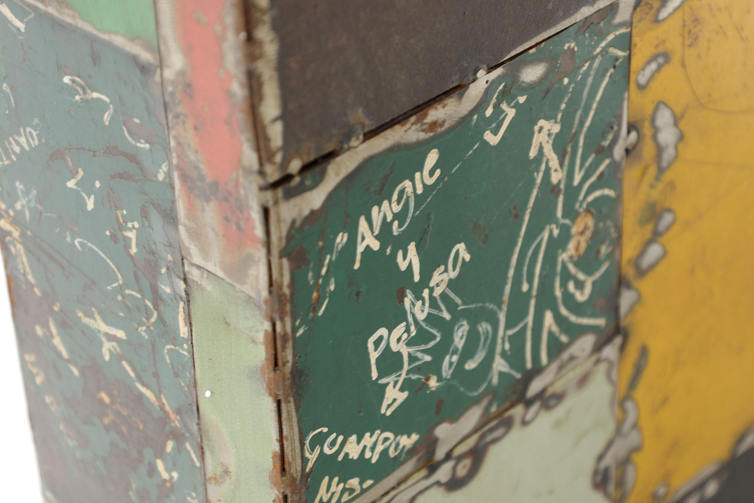 Reclaimed Aluminum Patchwork Console from the Jim Carrey Collection For Sale 4