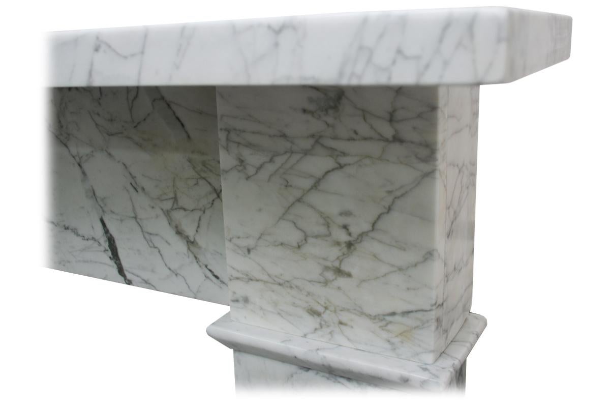 English Reclaimed Antique 19th Century Carrara Marble Fireplace Surround
