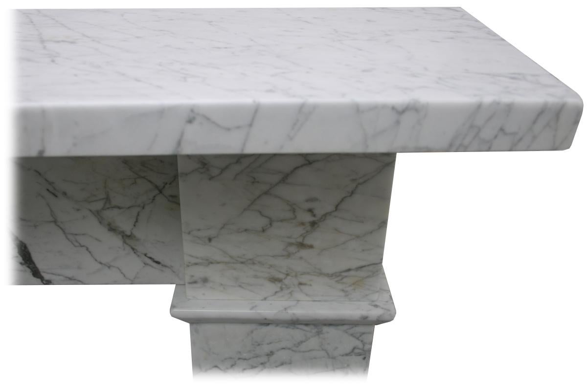 Mid-19th Century Reclaimed Antique 19th Century Carrara Marble Fireplace Surround