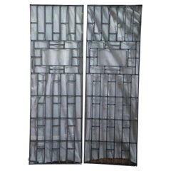 Inserts géométriques en verre au plomb récupéré, style Arts & Crafts Prairie 68".