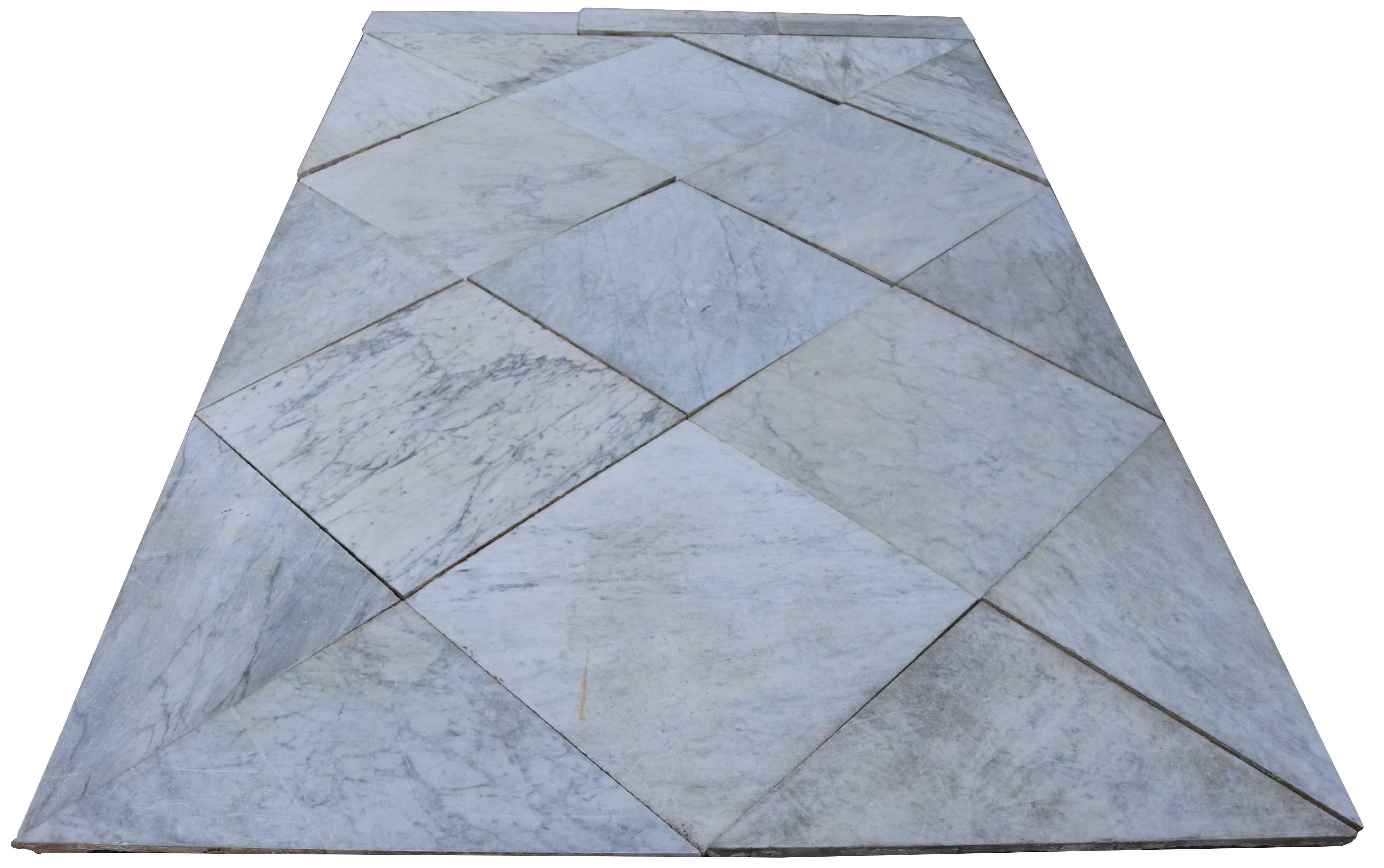 About

This very rare Georgian period marble floor was reclaimed from a Norfolk Estate. The tiles shown have been washed.

Available as one lot. £ 260 m2

Condition report

This lot consists of two sizes of tile, the majority being 62.5 cm
