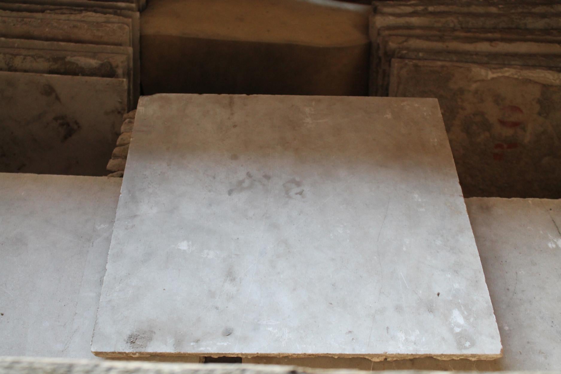 Dutch Reclaimed Antique Carrara Marble Floor Tiles For Sale