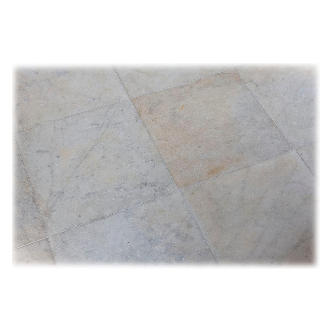 Reclaimed Antique Carrara Marble Floor Tiles For Sale