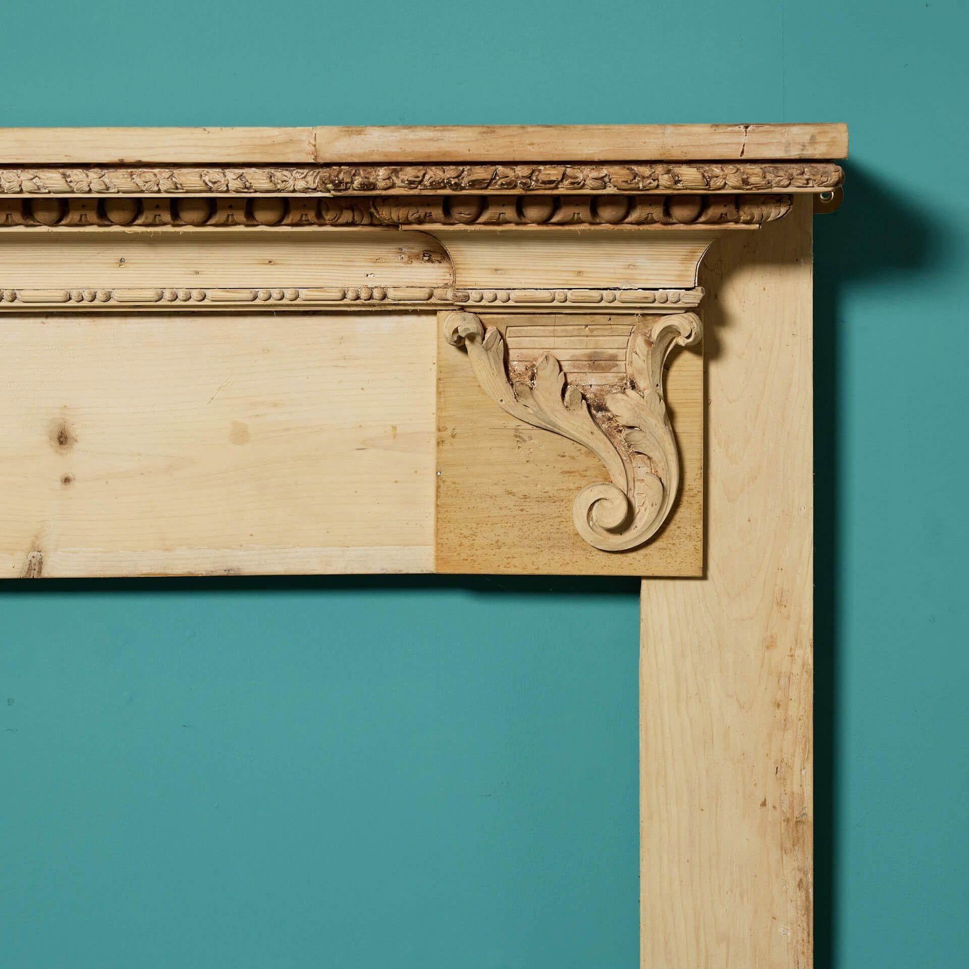 Georgian Reclaimed Antique Carved Pine Fire Surround For Sale