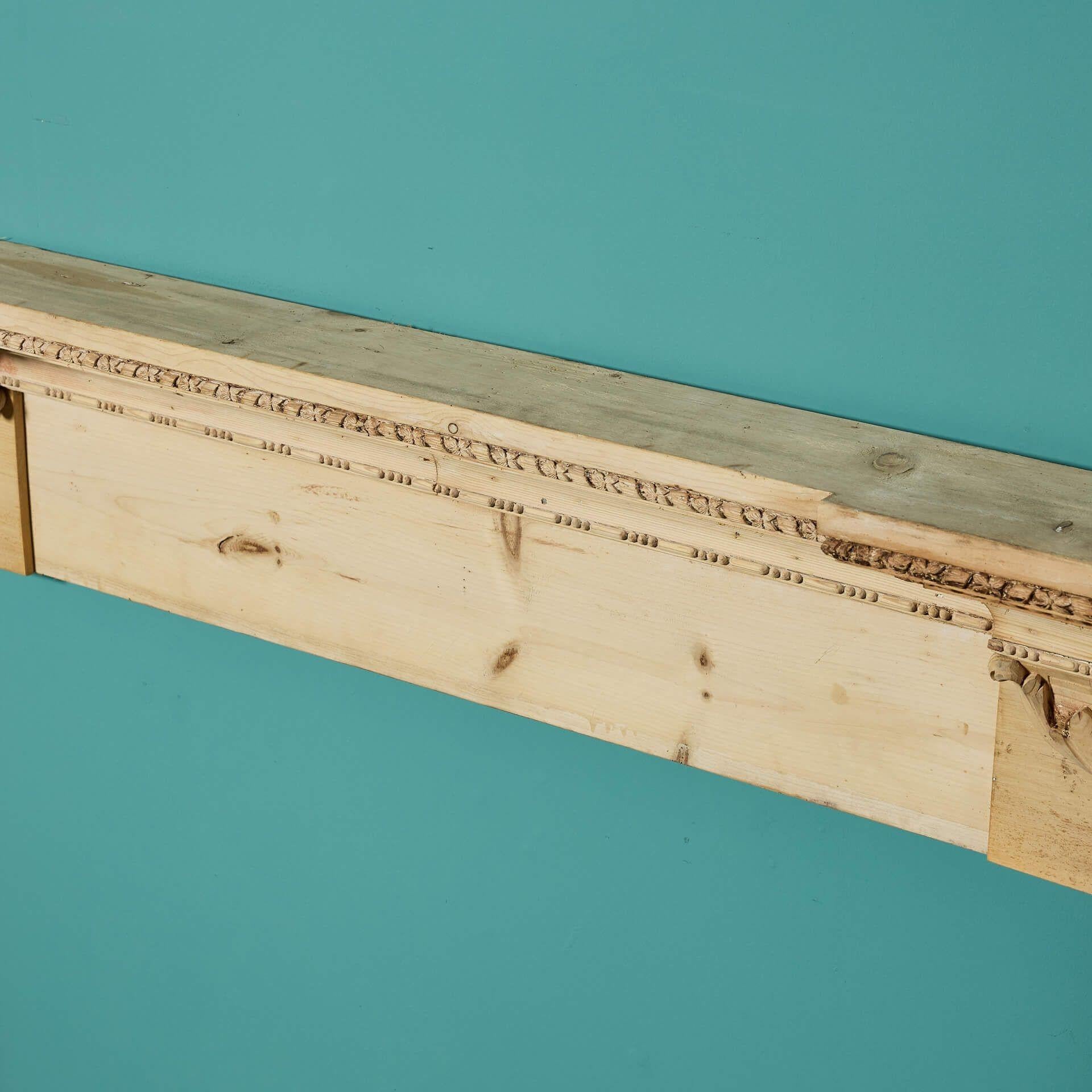Reclaimed Antique Carved Pine Fire Surround In Good Condition For Sale In Wormelow, Herefordshire