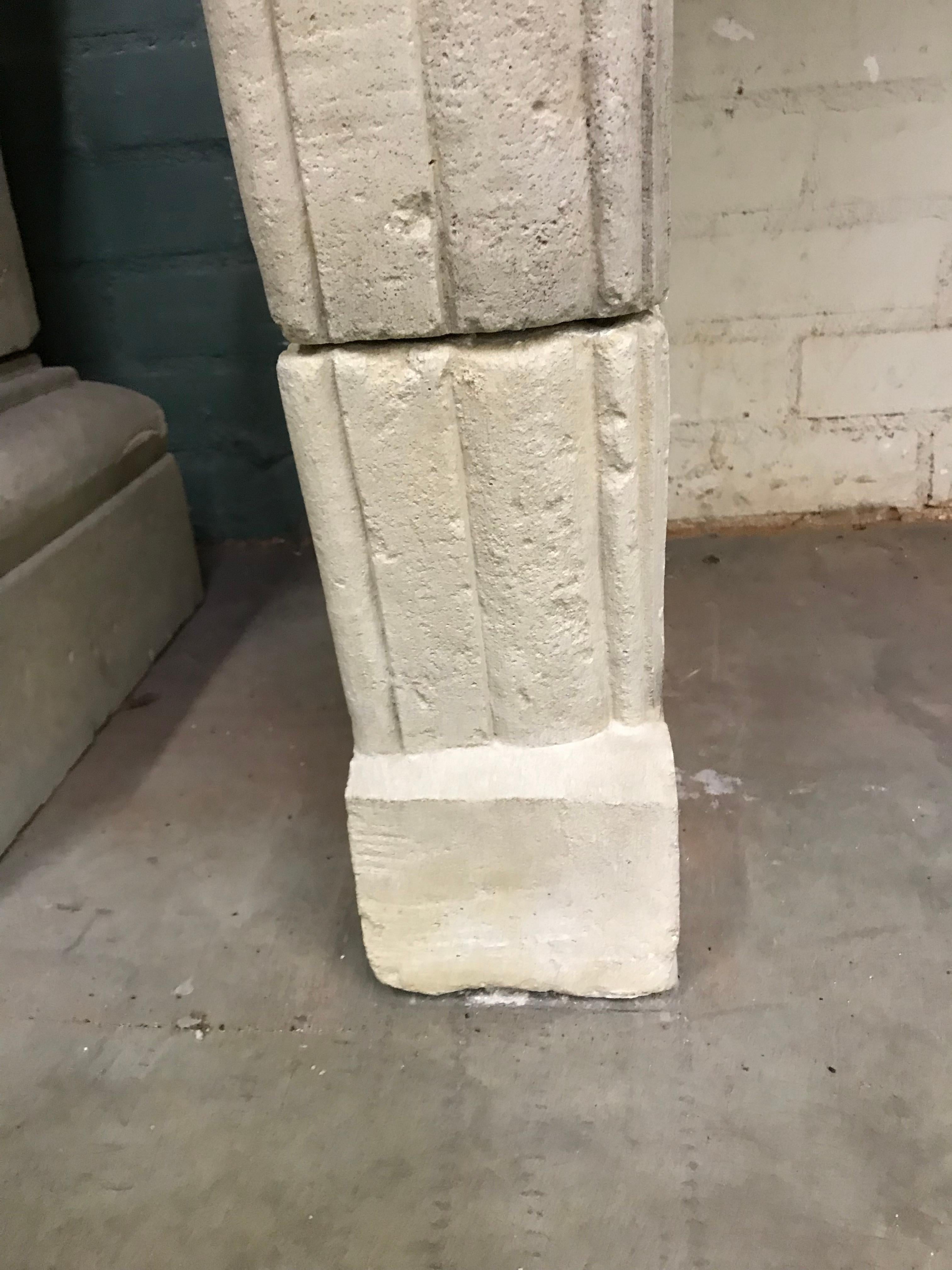Reclaimed Antique Carved Stone Fireplace Mantle Chimney Surround Los Angeles CA For Sale 4
