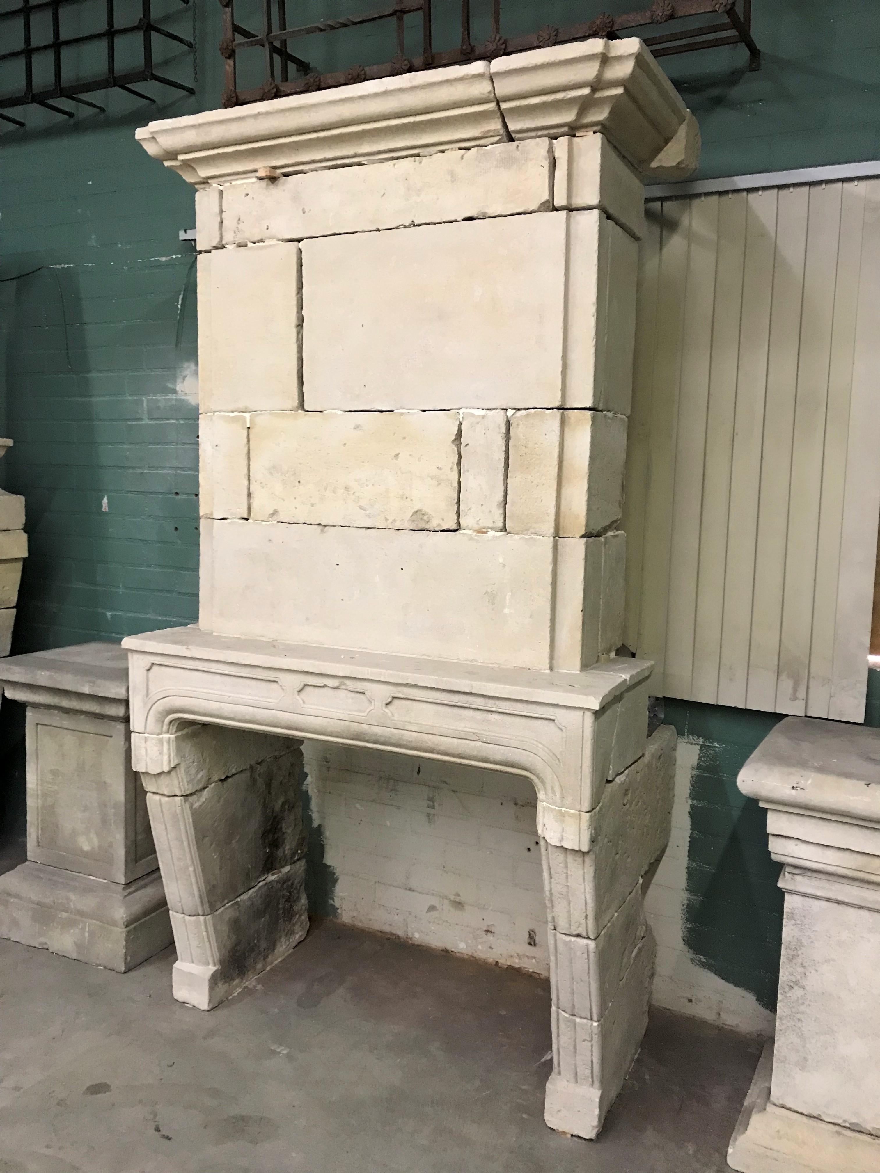 Reclaimed Antique Carved Stone Fireplace Mantle Chimney Surround Los Angeles CA For Sale 5