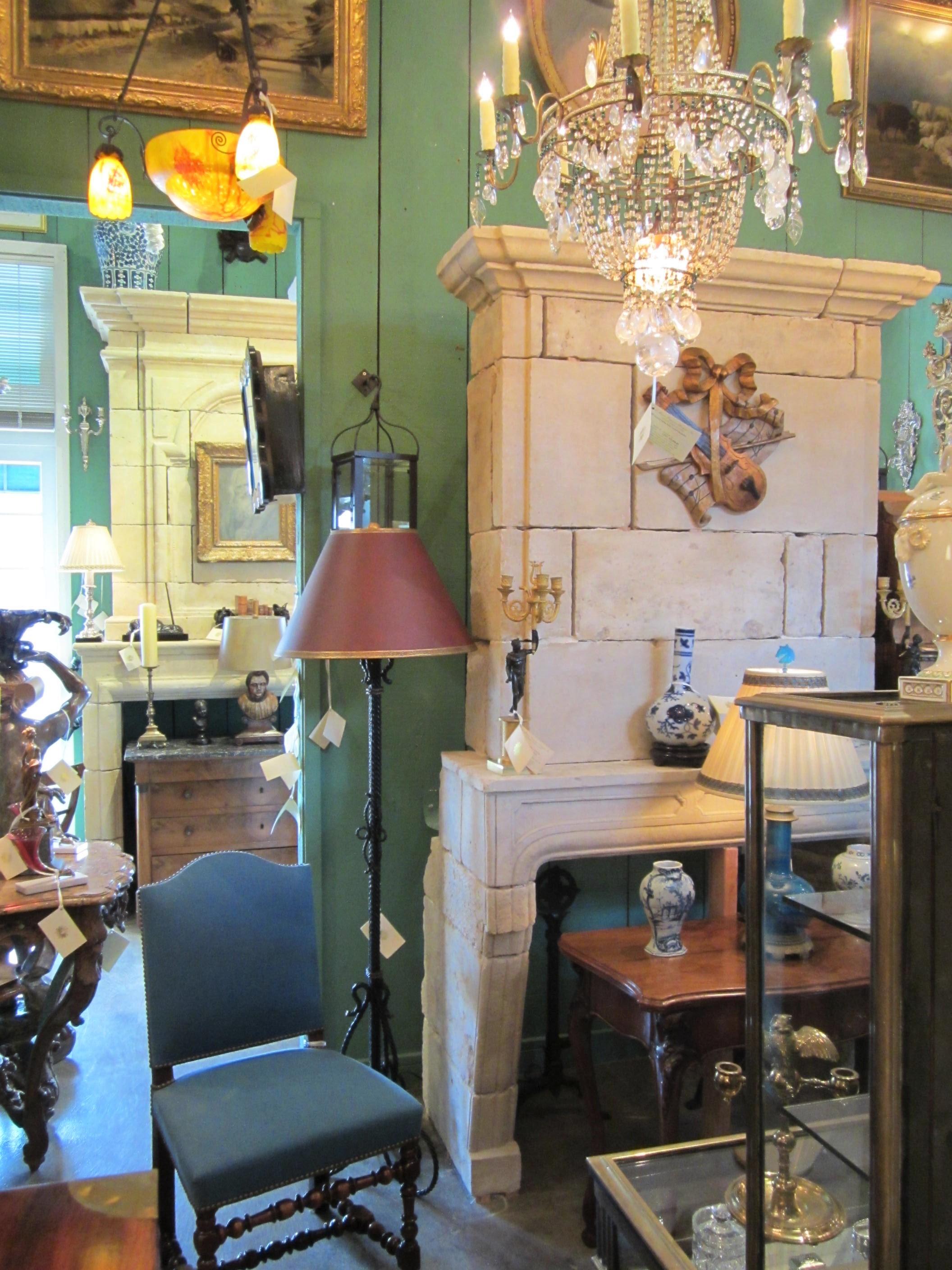 Reclaimed Antique Carved Stone Fireplace Mantle Chimney Surround Los Angeles CA For Sale 7