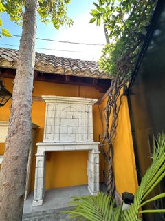 Reclaimed Antique Carved Stone Fireplace Mantle chimney surround Los Angeles CA