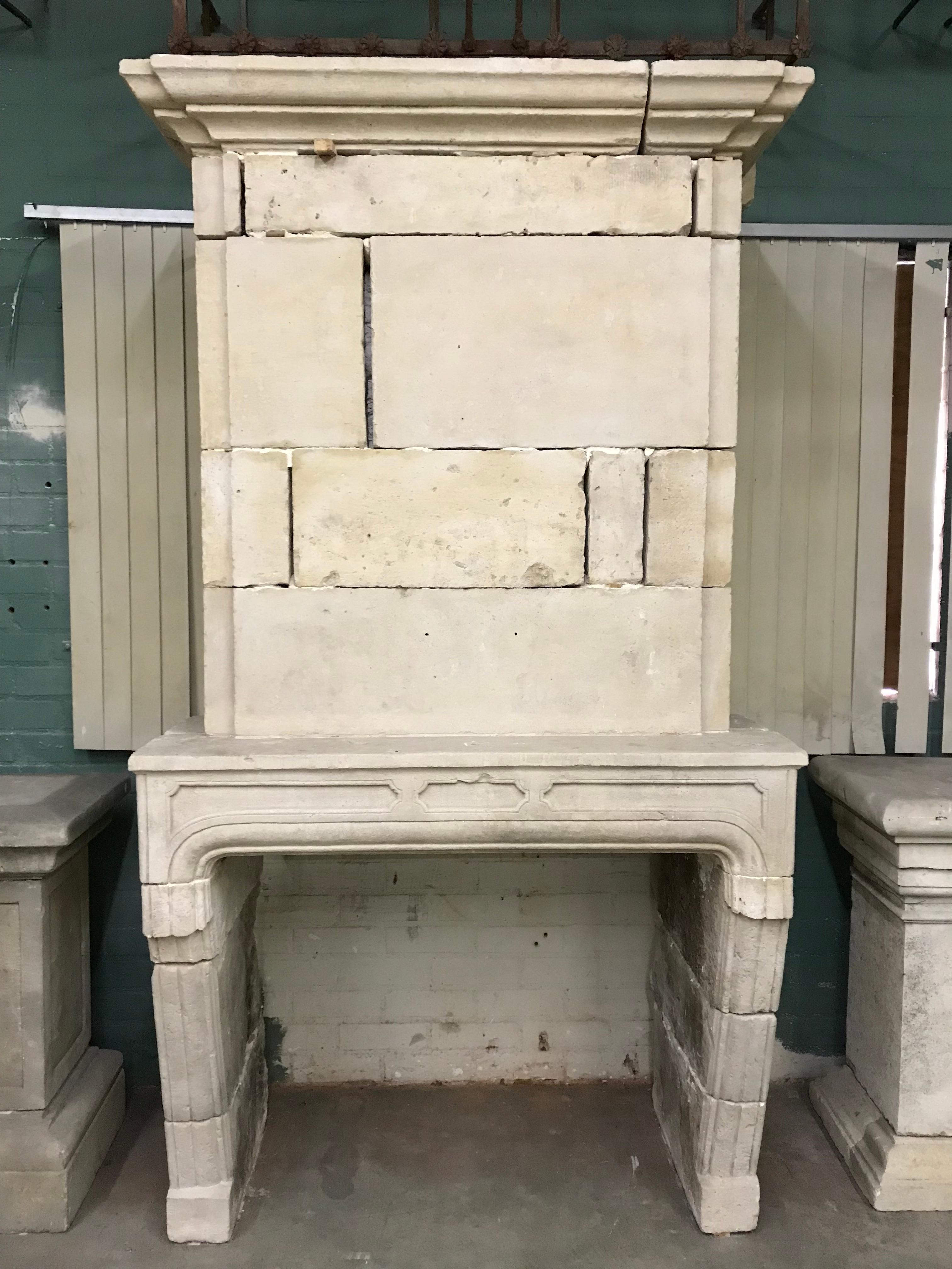 Reclaimed Antique Carved Stone Fireplace Mantle Chimney Surround Los Angeles CA For Sale 1