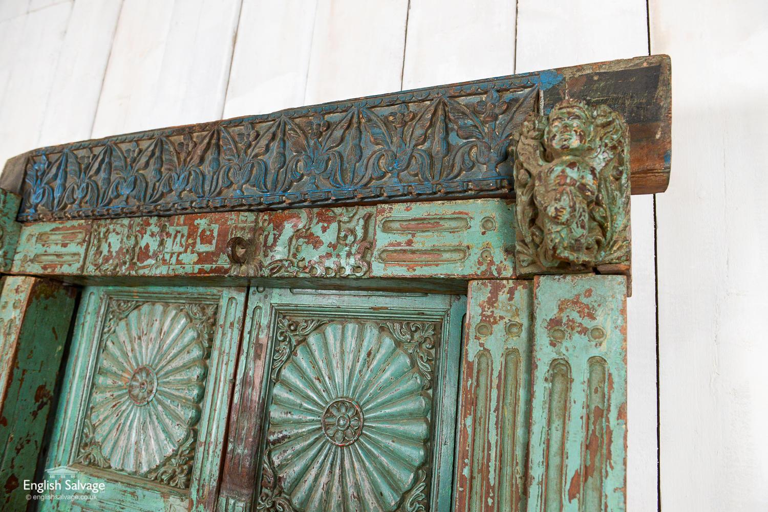 Asian Reclaimed Antique Double Door in Frame, 20th Century For Sale