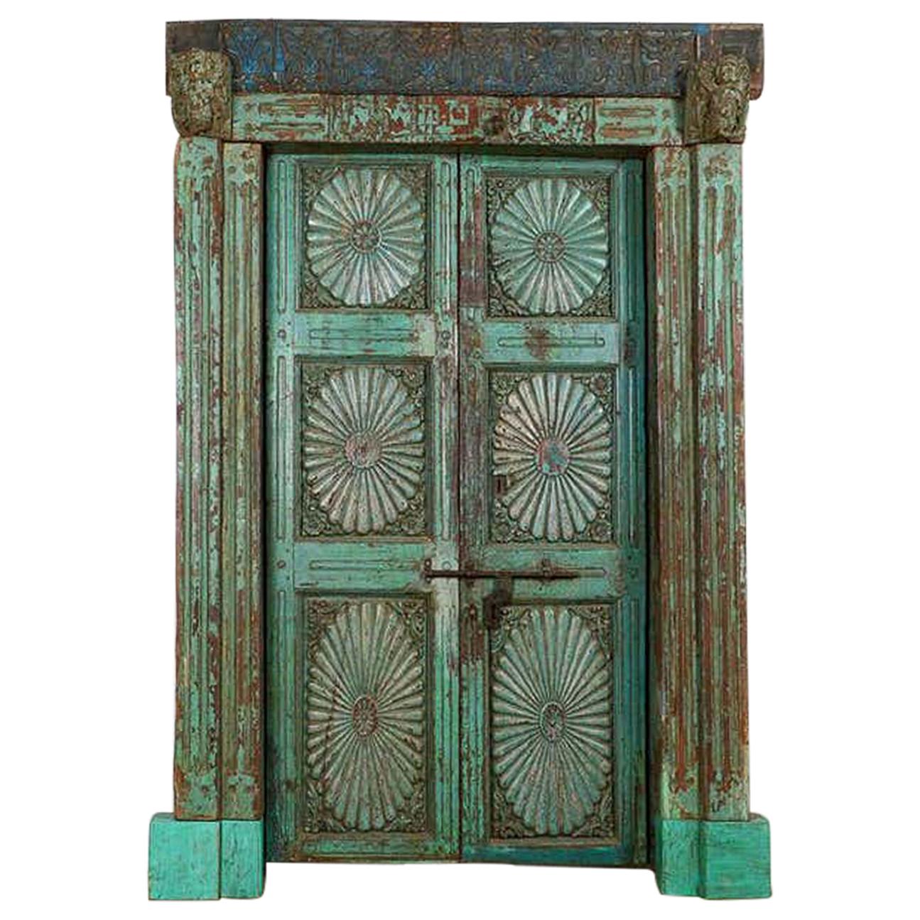 Reclaimed Antique Double Door in Frame, 20th Century For Sale