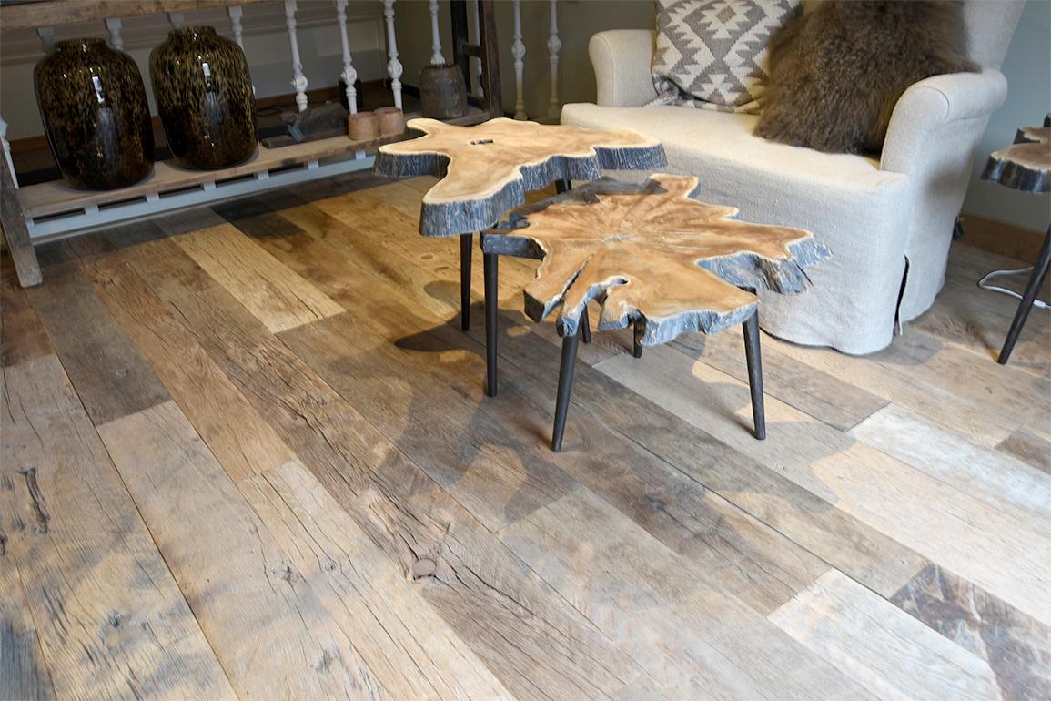 Tablas de madera de roble europeo antiguo recuperado, siglo XIX principios del siglo XIX en venta