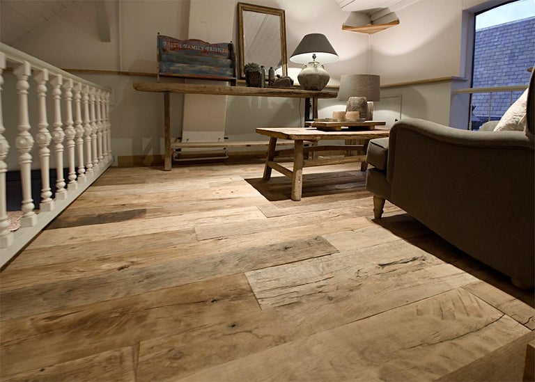 Reclaimed Antique European Oak Wooden Floor Boards, 19th Century For