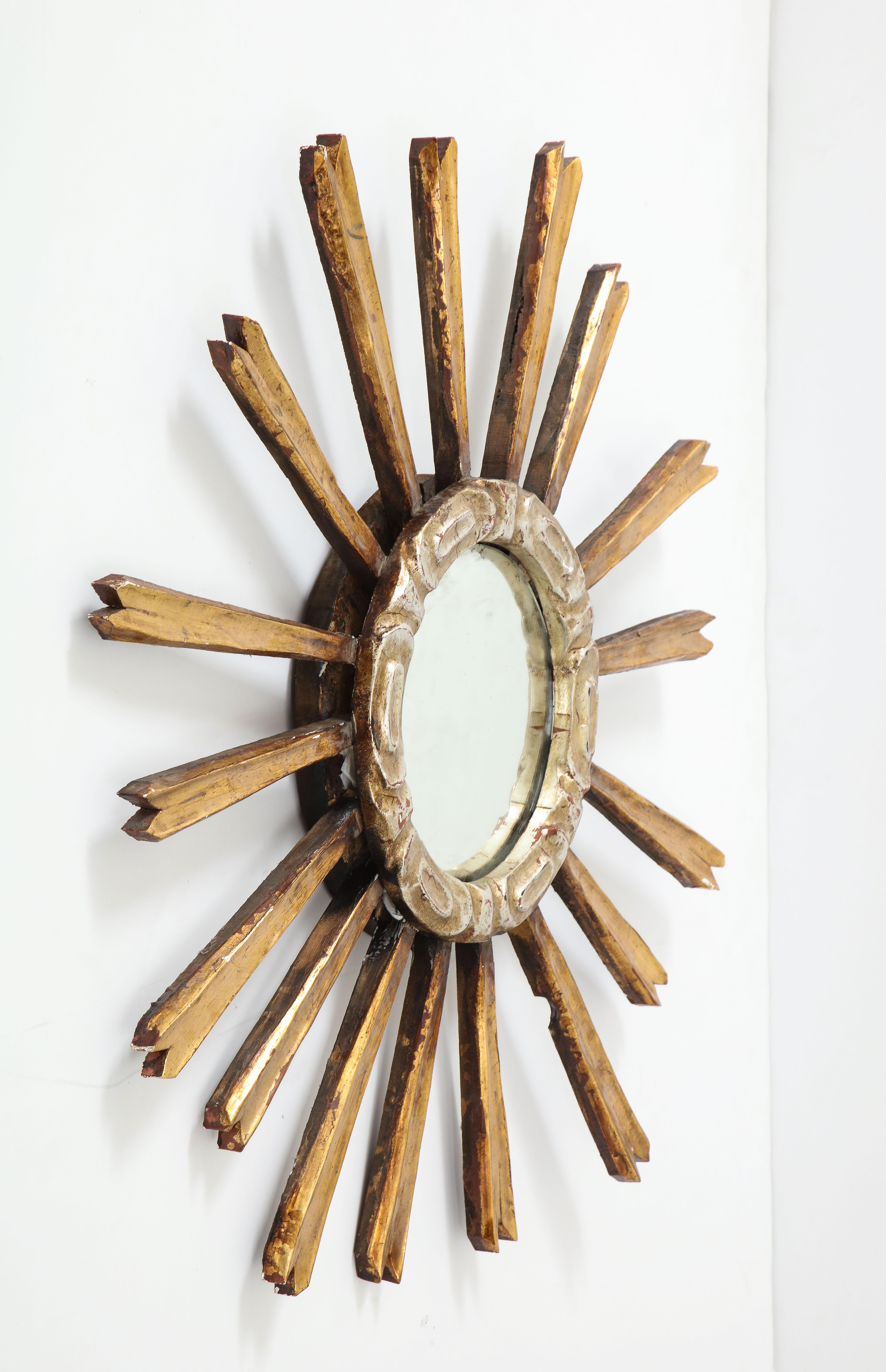 Reclaimed Antique Giltwood Fragment Sunburst Mirror 6
