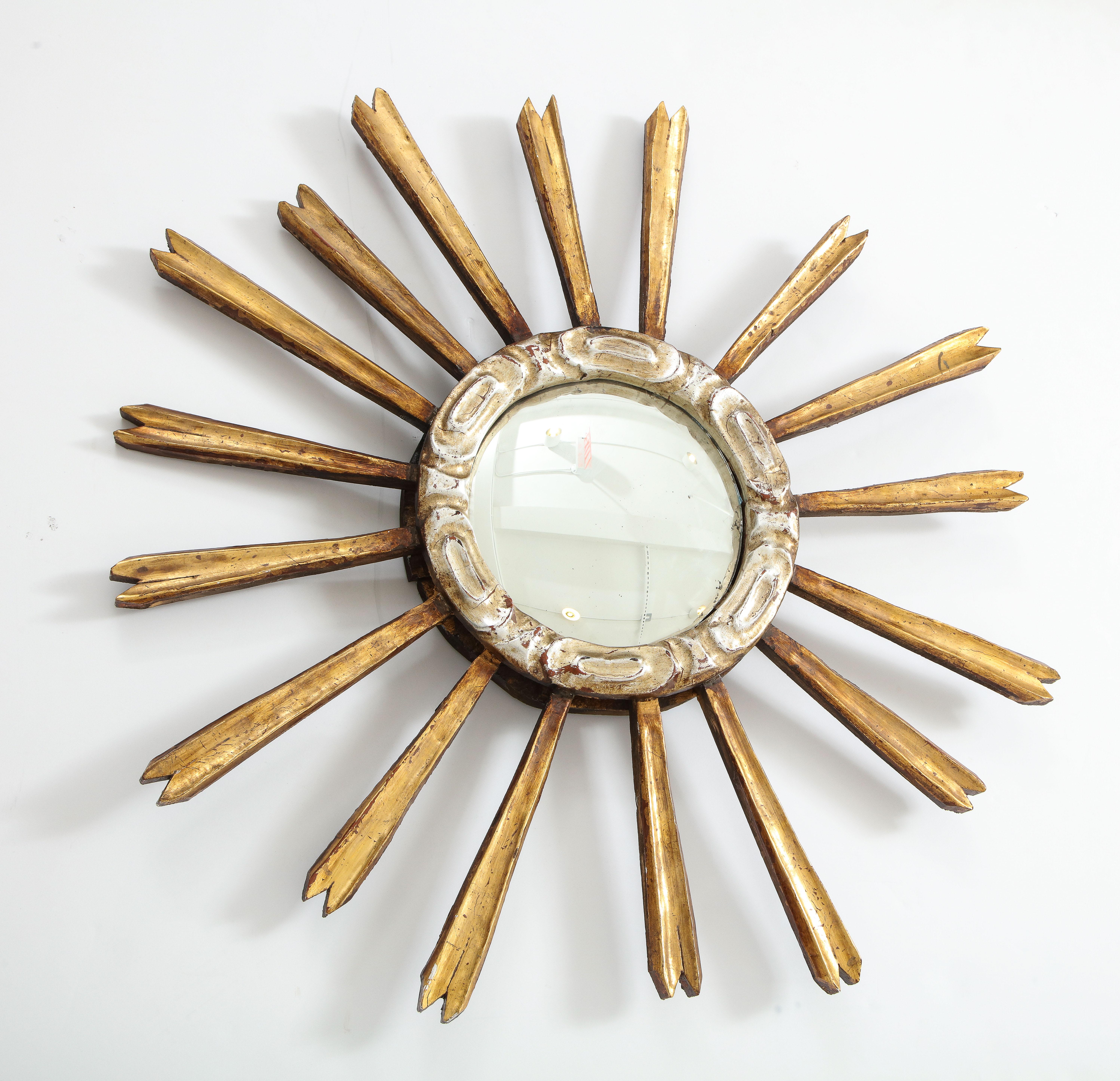 Reclaimed Antique Giltwood Fragment Sunburst Mirror 5