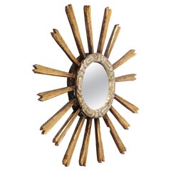 Reclaimed Antique Sunburst Spiegel mit Fragmenten aus vergoldetem Holz