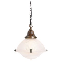 Reclaimed Antique Holophane Reflector, Refractor Pendant Lights