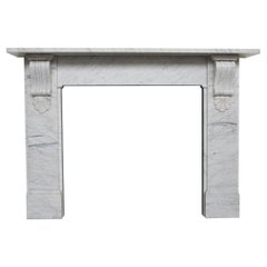 Reclaimed Antique Late Victorian White Carrara Marble Fireplace Surround
