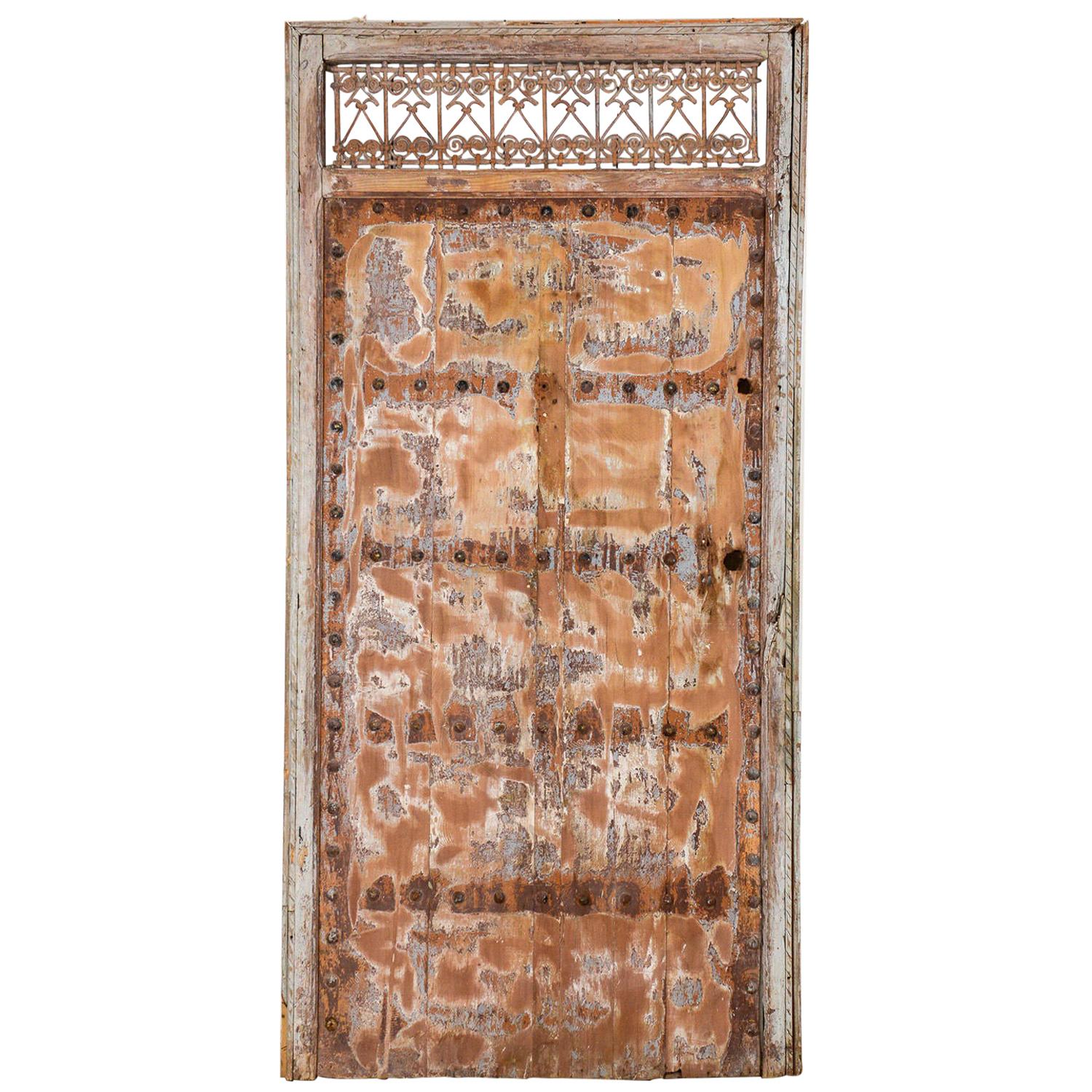 Reclaimed Antique Moroccan Door in Frame, 20th Century For Sale