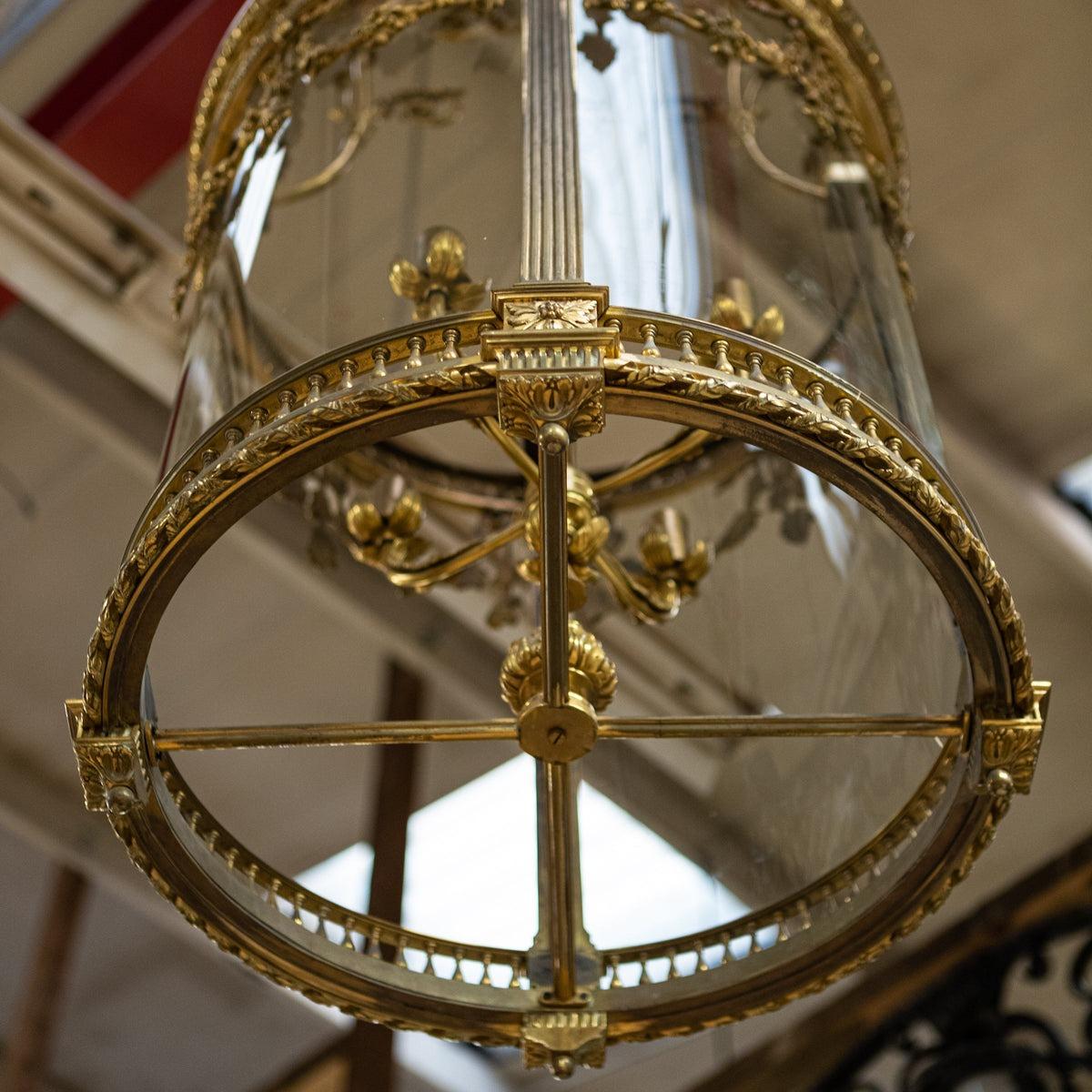 Reclaimed Antique Oversized Ornate French Brass Lantern For Sale 10