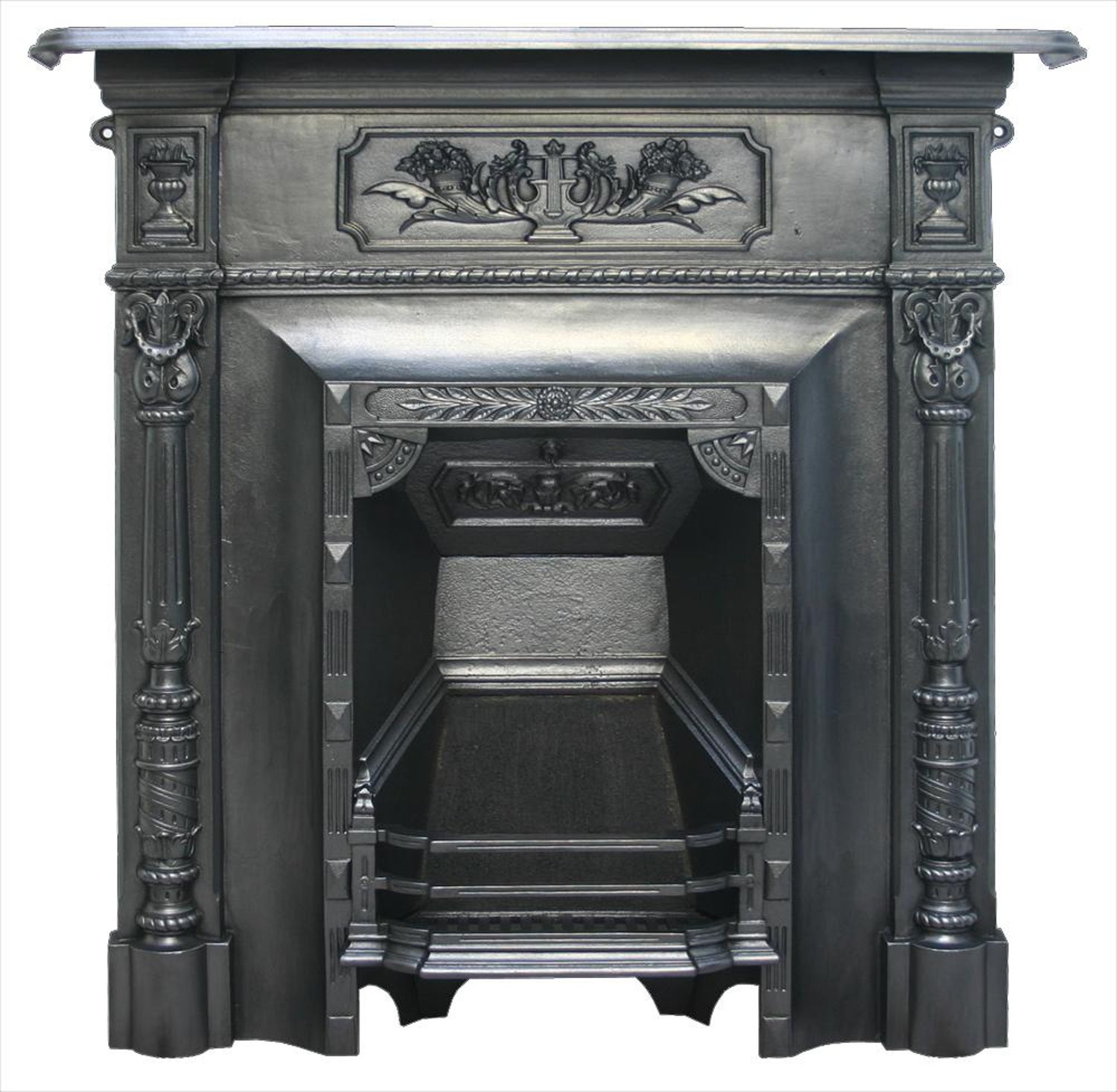 Reclaimed Antique Victorian Cast Iron Bedroom Fireplace For Sale