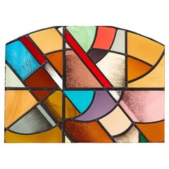 Reclaimed Arched Abstract Stained Glass Panel by Goddard & Gibbs