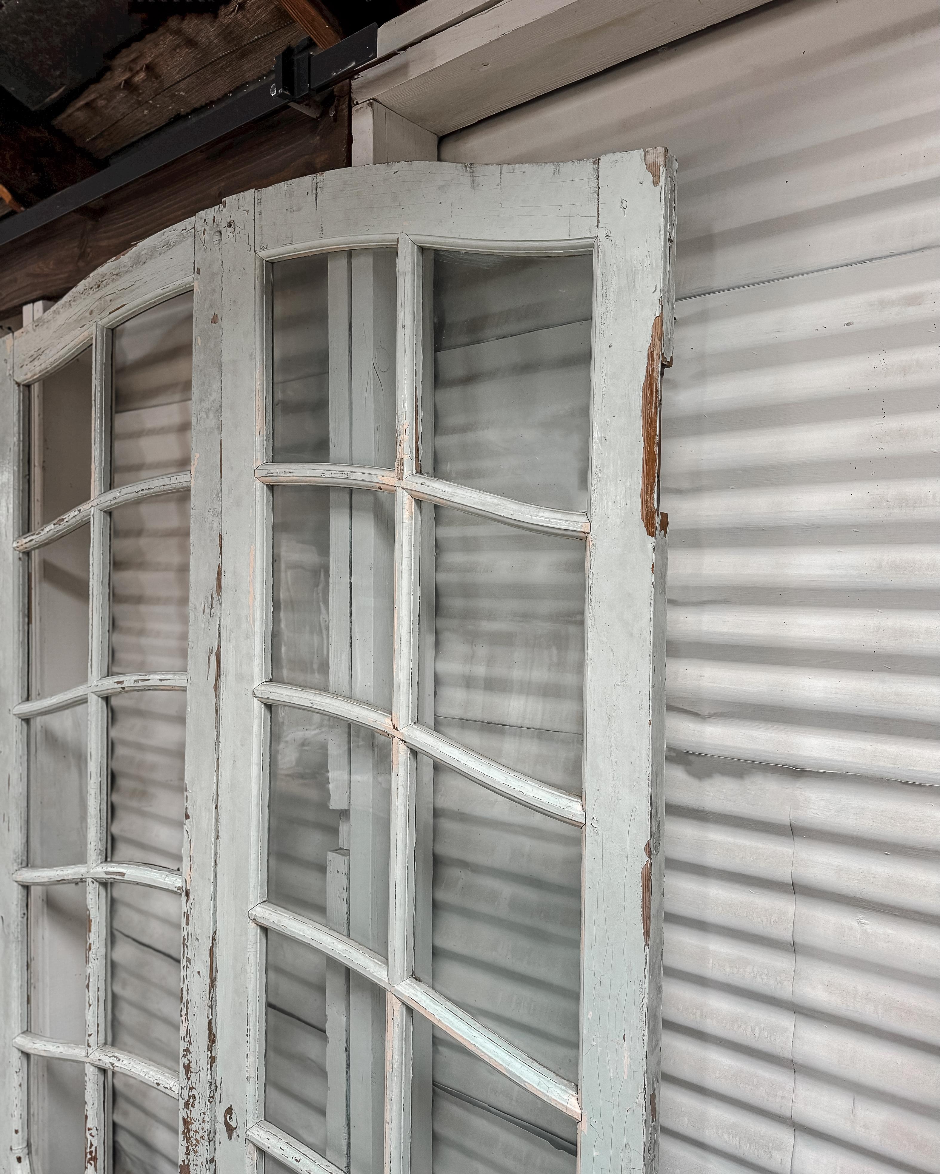 Glass Reclaimed Arched French Doors with Transom