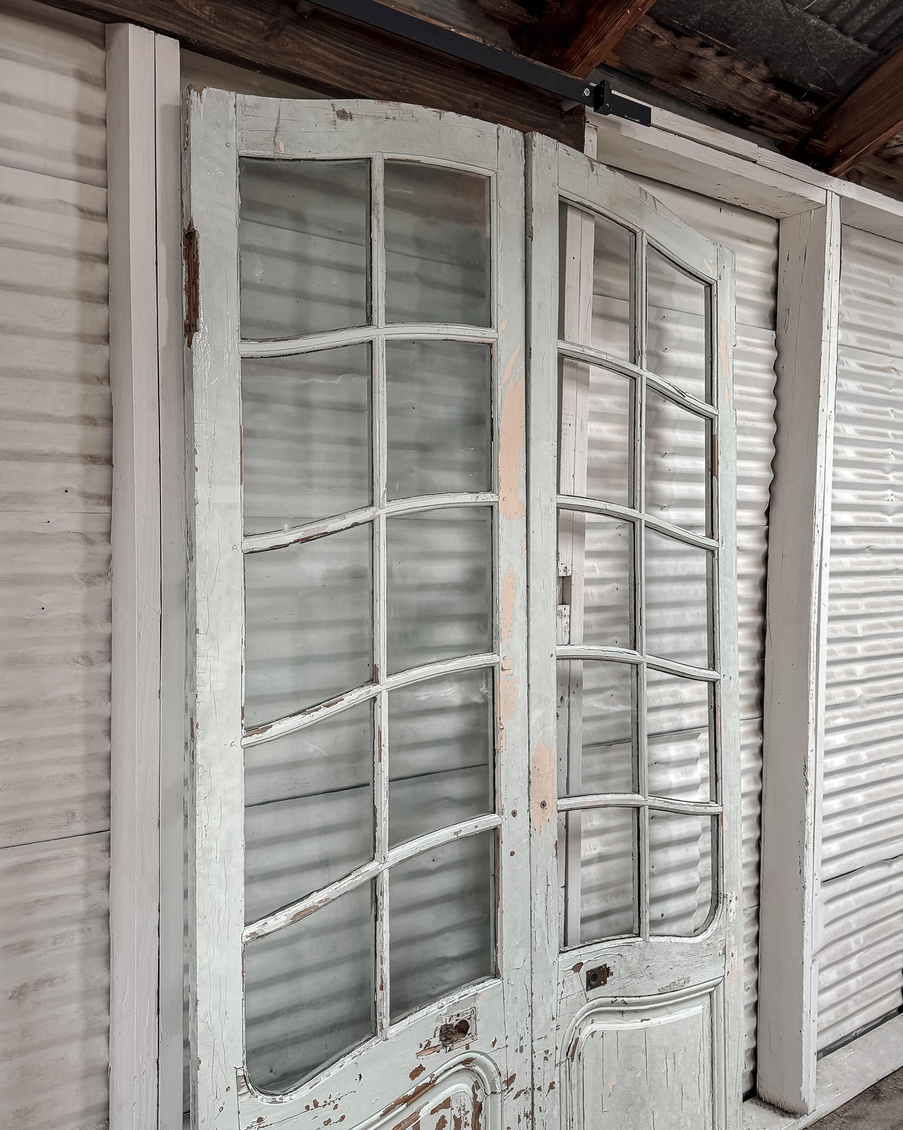Reclaimed Arched French Doors with Transom 4