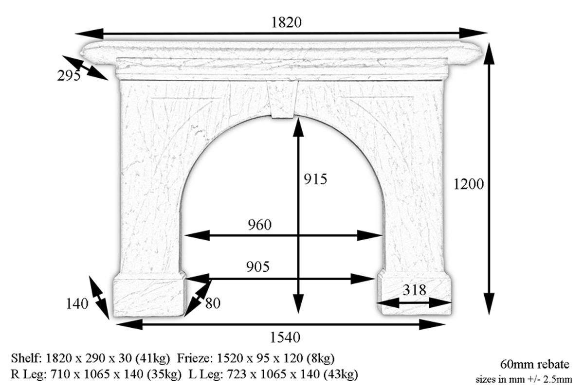 English Reclaimed arched Victorian Carrara marble fireplace surround