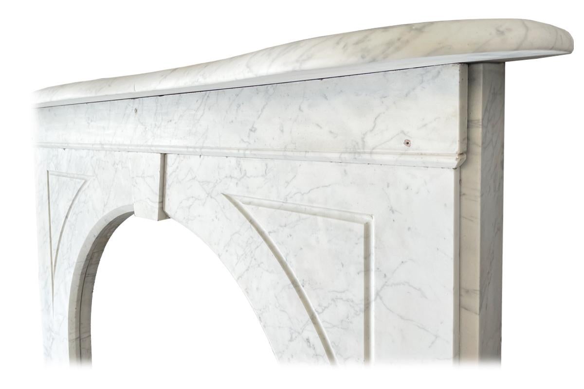 19th Century Reclaimed Arched Victorian Carrara Marble Fireplace Surround