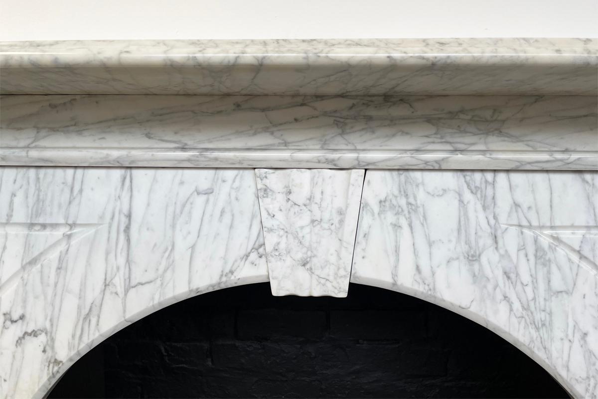 Carrara Marble Reclaimed arched Victorian Carrara marble fireplace surround