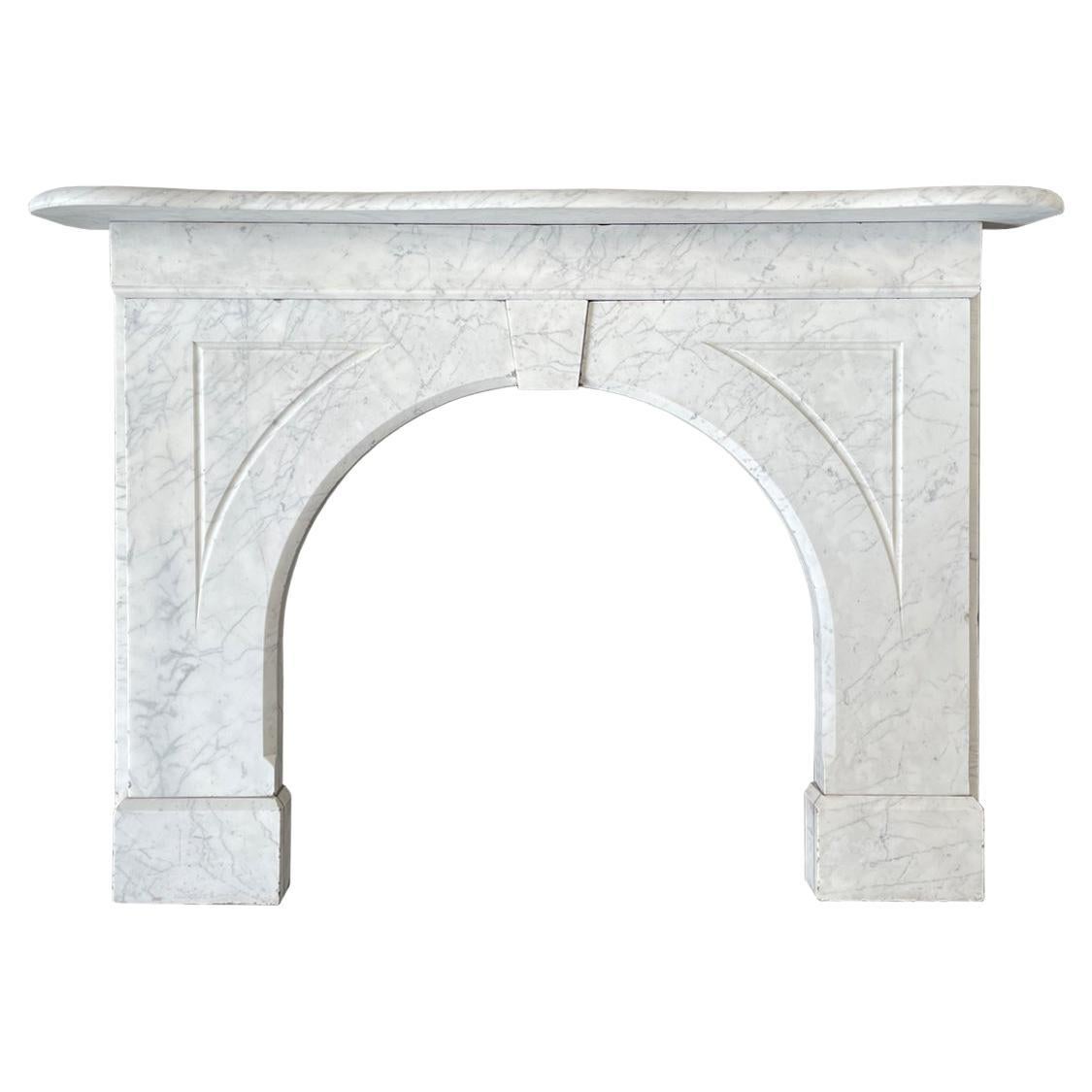 Reclaimed Arched Victorian Carrara Marble Fireplace Surround