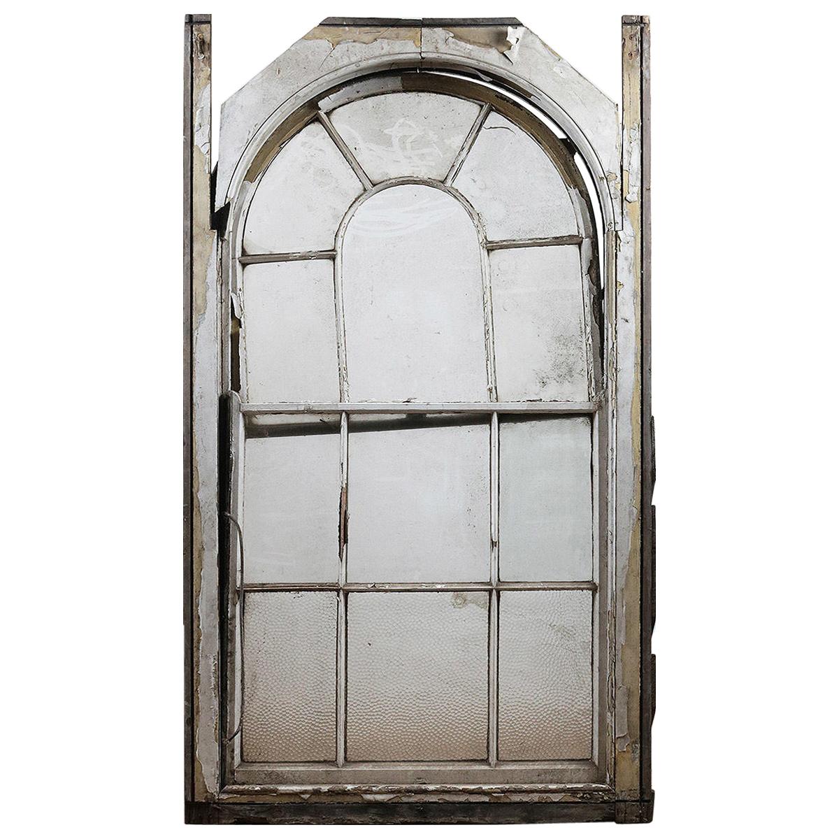 Reclaimed Arched Wooden Sash Window and Frame, 20th Century For Sale