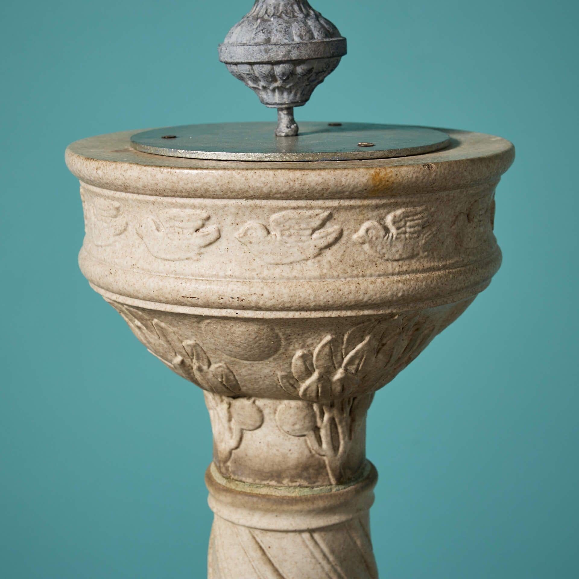 English Reclaimed Armillary Sundial on Doulton Lambeth Stoneware Pedestal For Sale