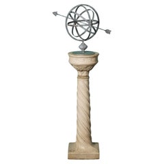 Reloj de Sol Armilar Recuperado sobre Pedestal de Gres Doulton Lambeth