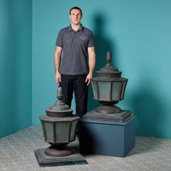 Reclaimed Art Deco Bronze Lantern Pier Caps