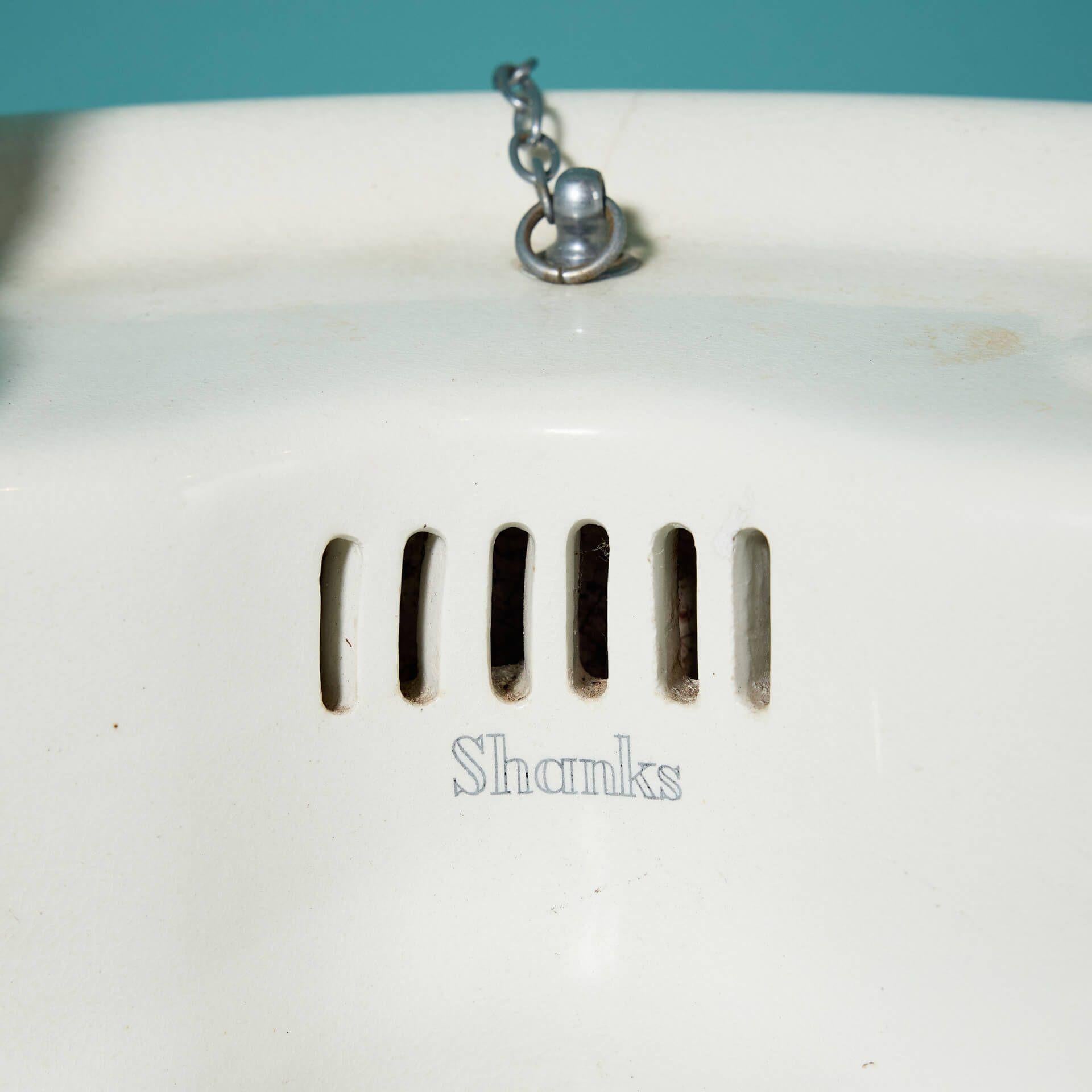 English Reclaimed Shanks & Co Art Deco Pedestal Sink For Sale