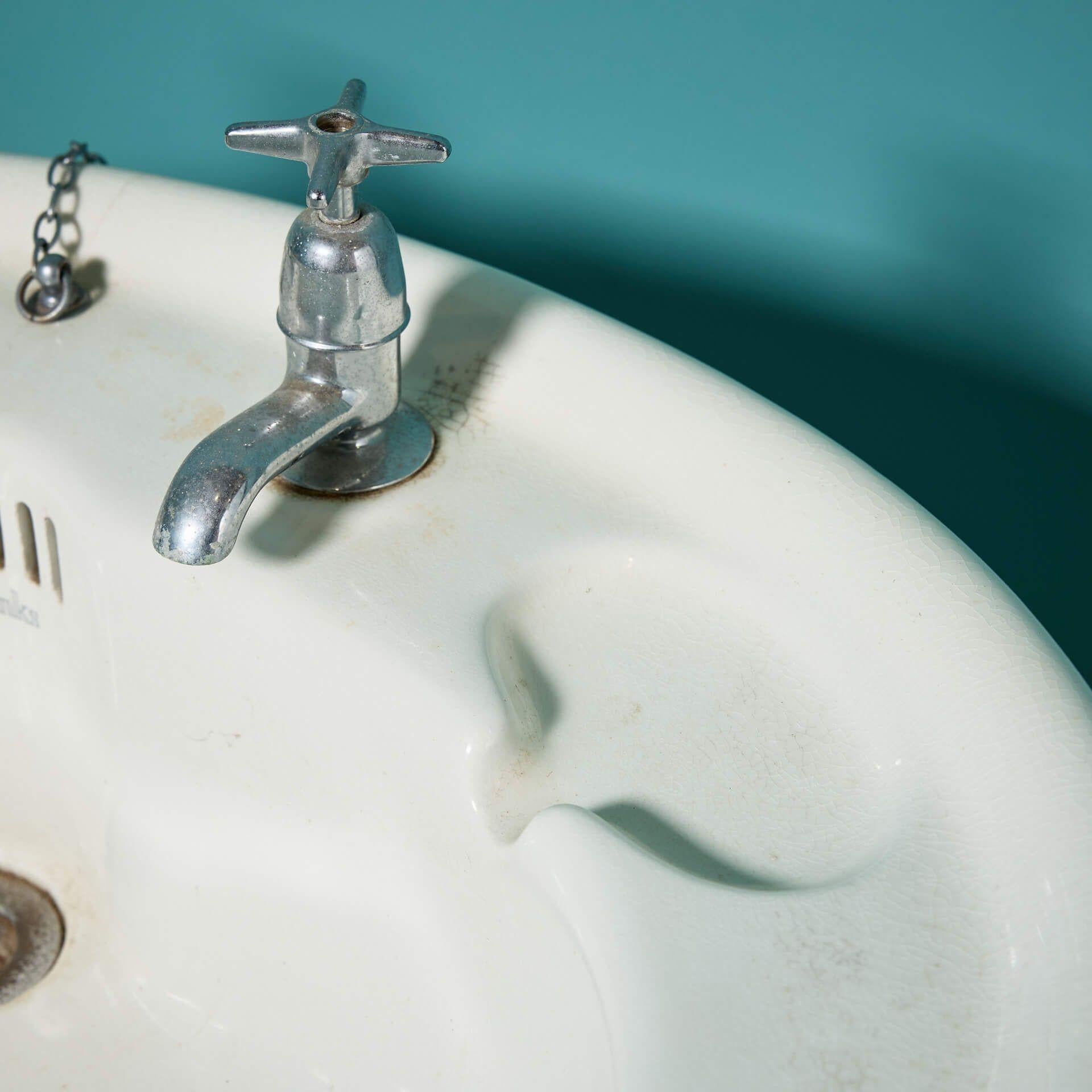20th Century Reclaimed Shanks & Co Art Deco Pedestal Sink For Sale