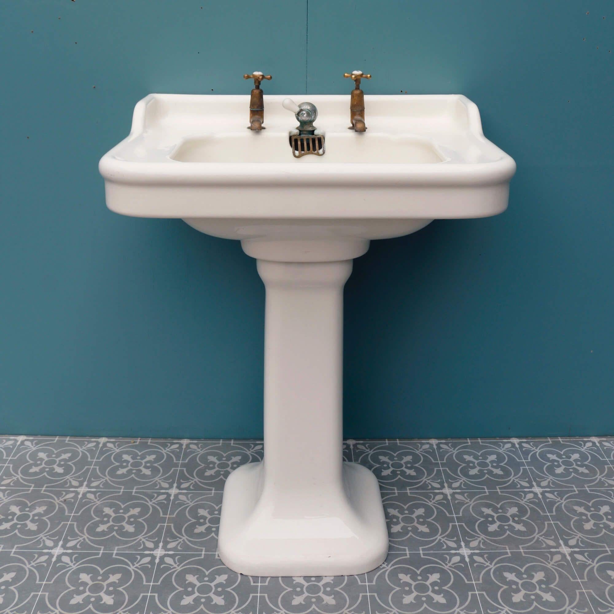 French Reclaimed Art Deco Porcher Pedestal Sink