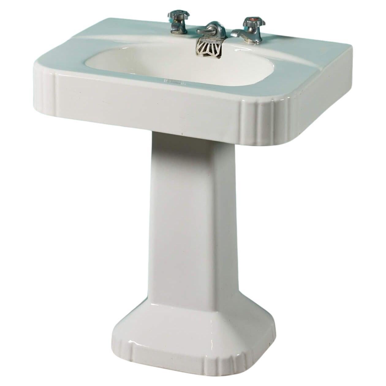 Reclaimed Art Deco Porcher Pedestal Sink For Sale