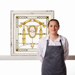 Reclaimed Art Nouveau Etched Glass Window