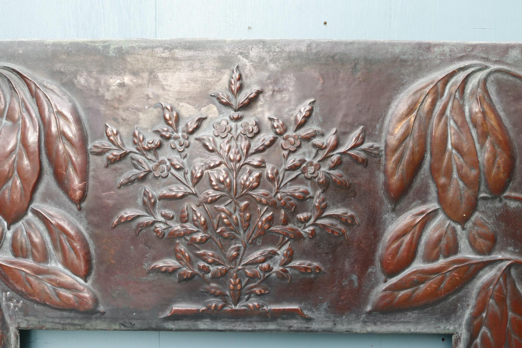 19th Century Reclaimed Arts & Crafts Style Copper Mantel Insert For Sale
