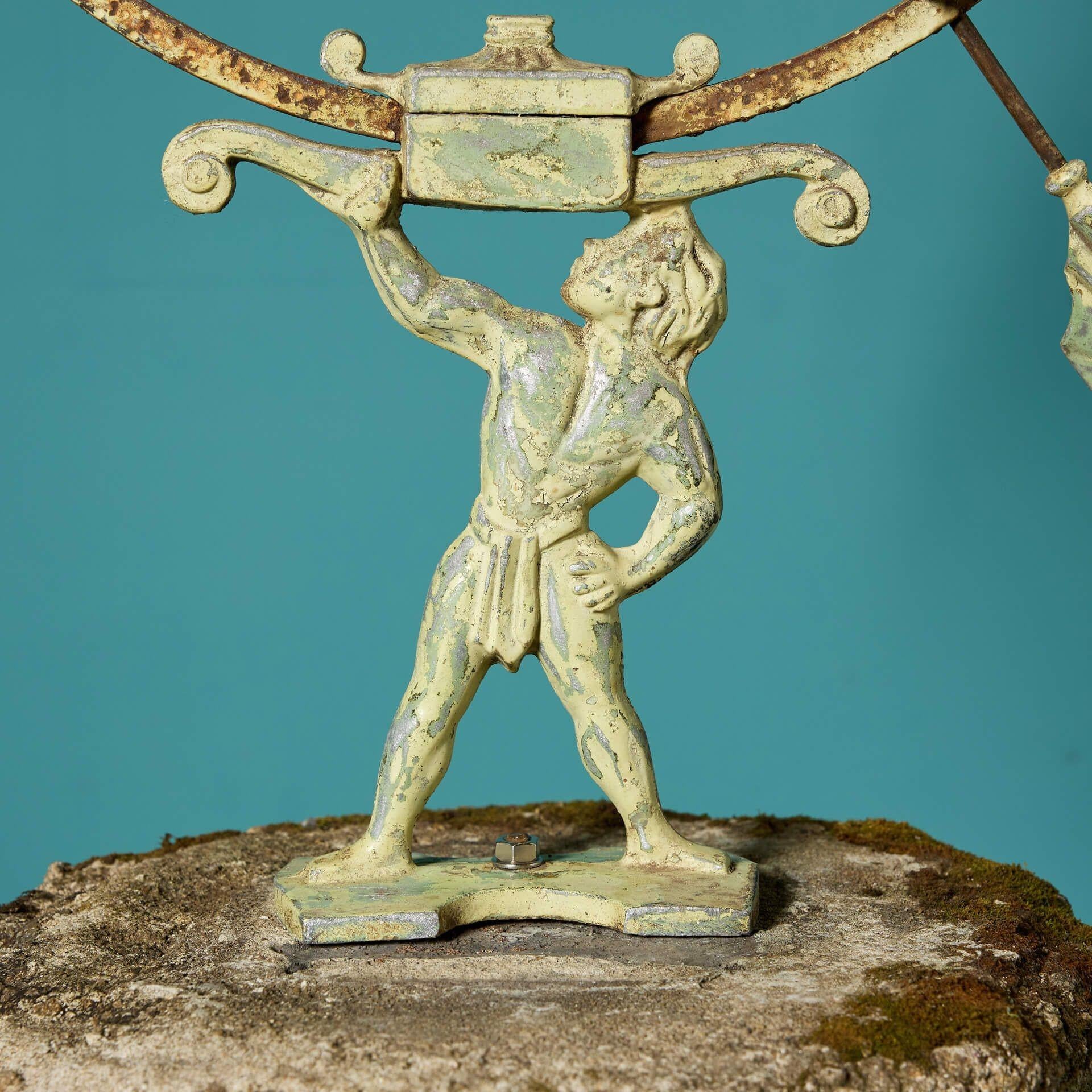 English Reclaimed Atlas Armillary Sundial on Weathered Stone Pedestal For Sale