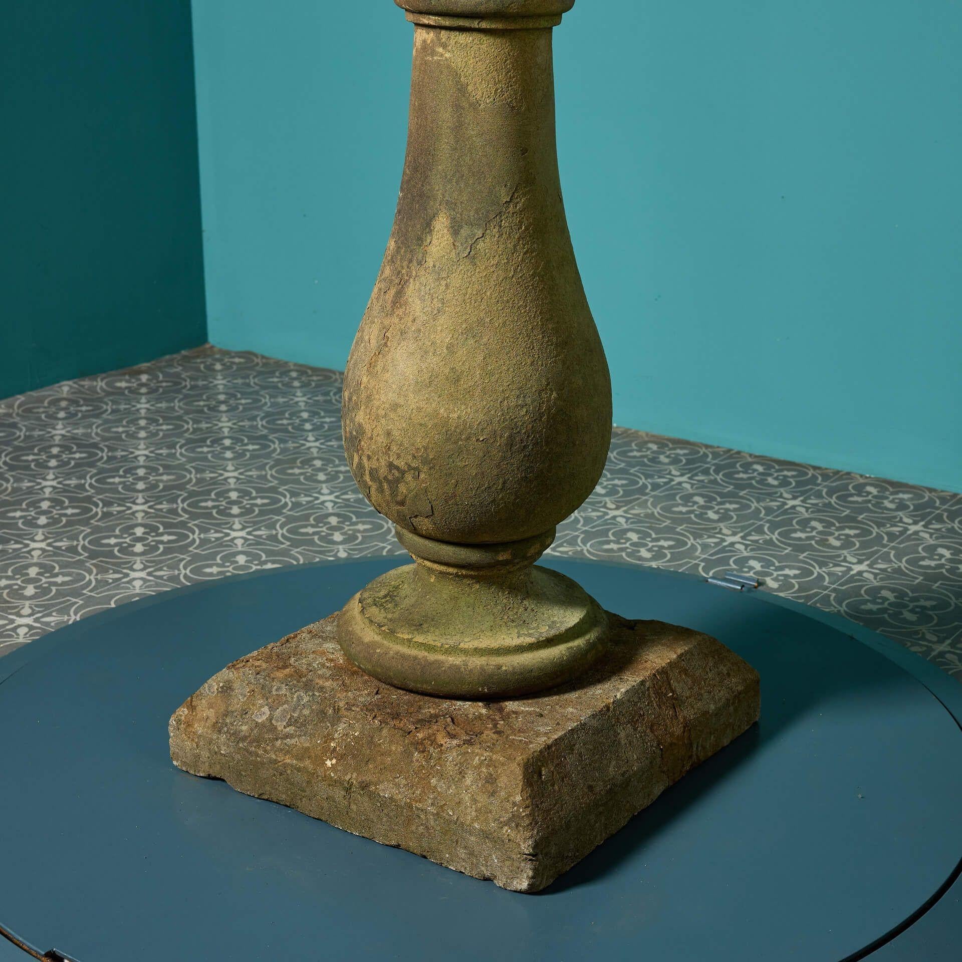 20th Century Reclaimed Atlas Armillary Sundial on Weathered Stone Pedestal For Sale