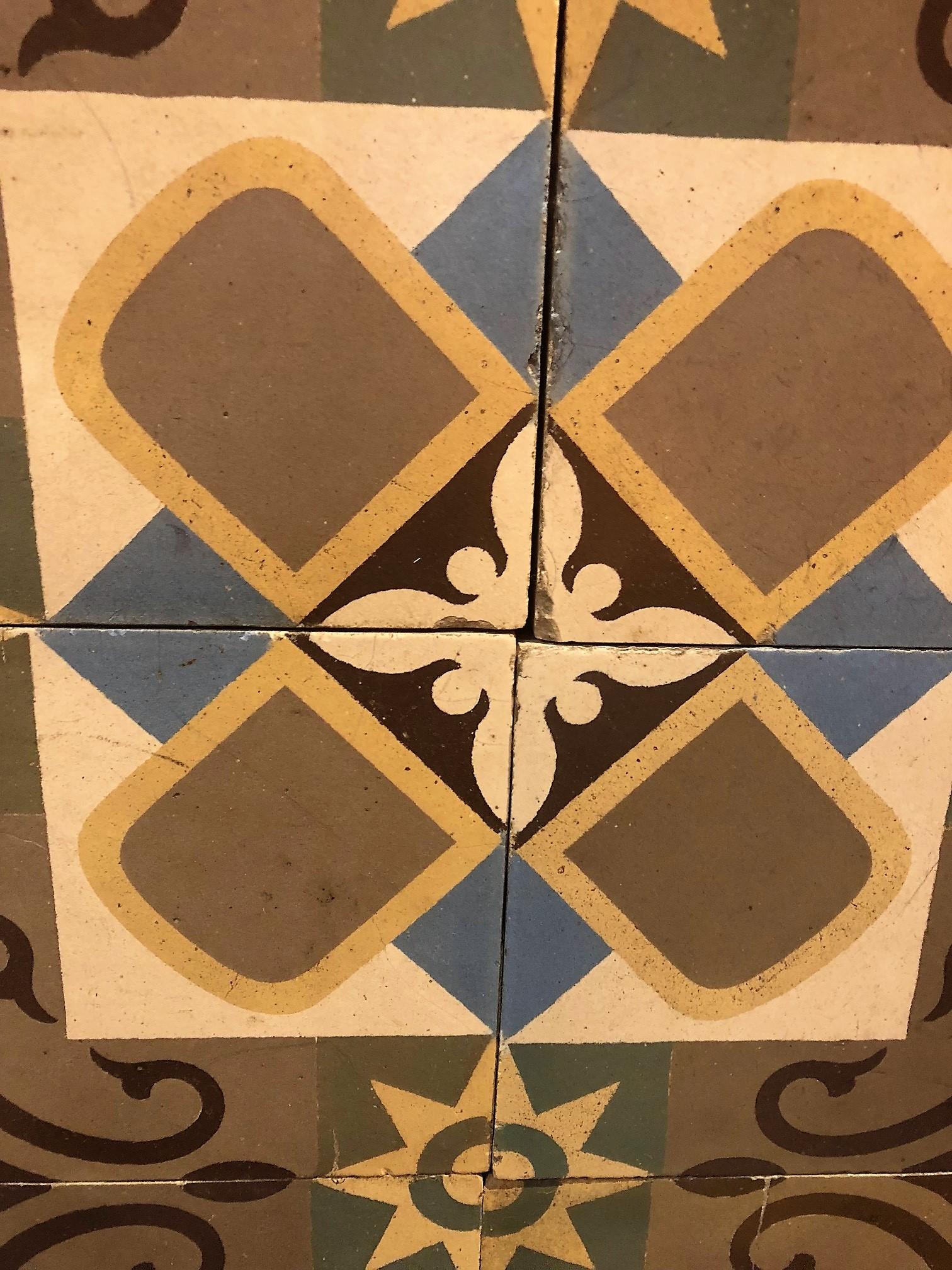 This beautiful, hand painted, reclaimed antique, cement tile flooring was imported from France,

circa 1890.


  
