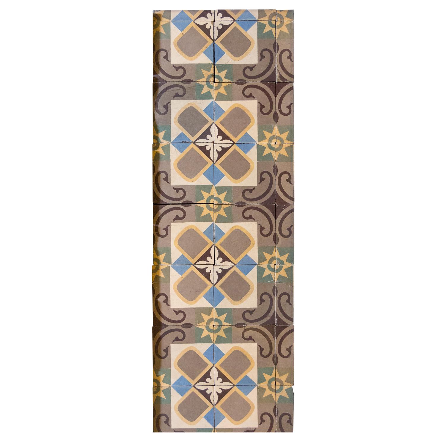 Reclaimed Green Marble Effect Cement Floor Tiles For Sale at 1stDibs