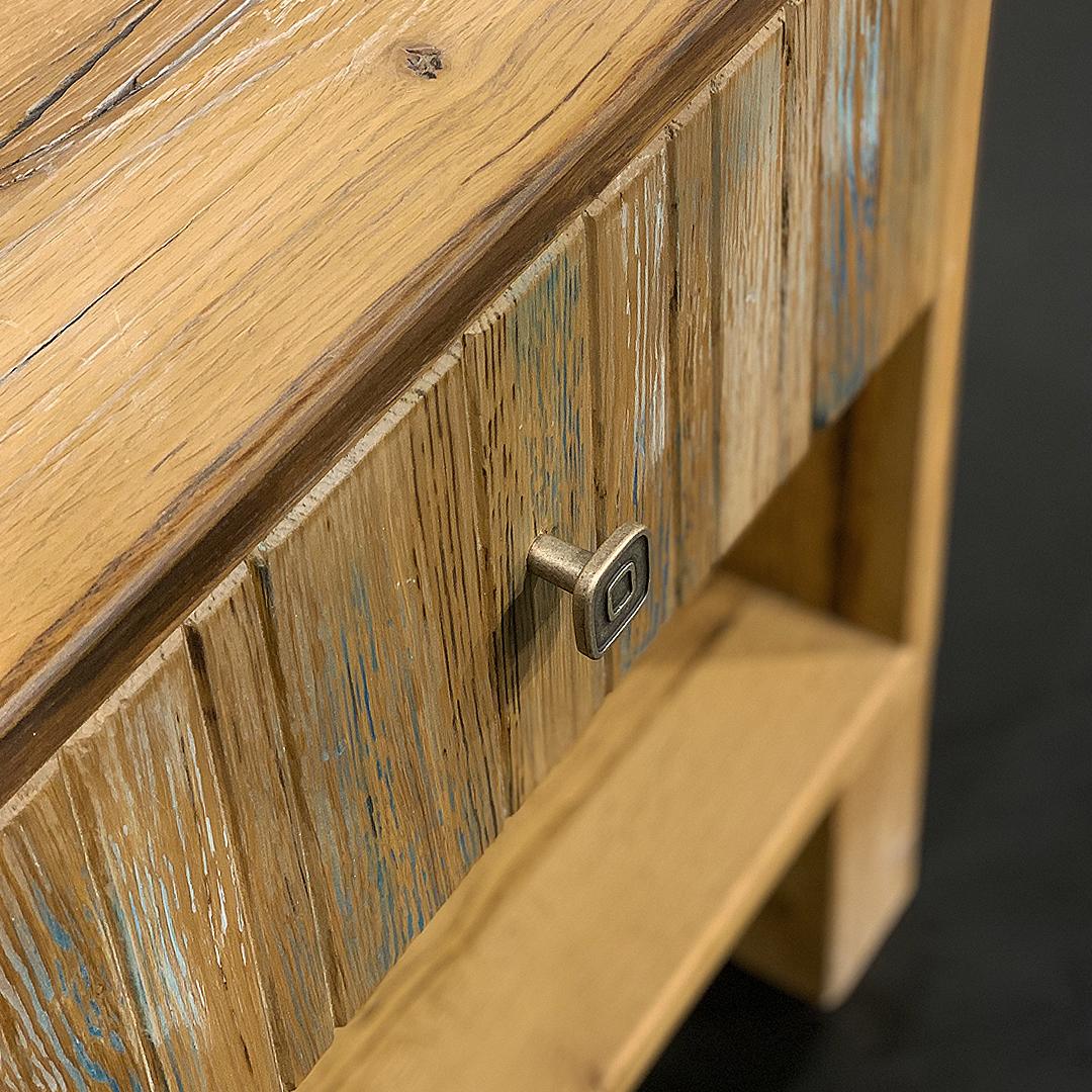 This reclaimed bed sidetable adds a stunning addition to any home. Crafted from carefully reclaimed hardwood, this sidetable is designed to last with a robust and hardwearing design. The natural beauty of the wood is complemented with a contemporary
