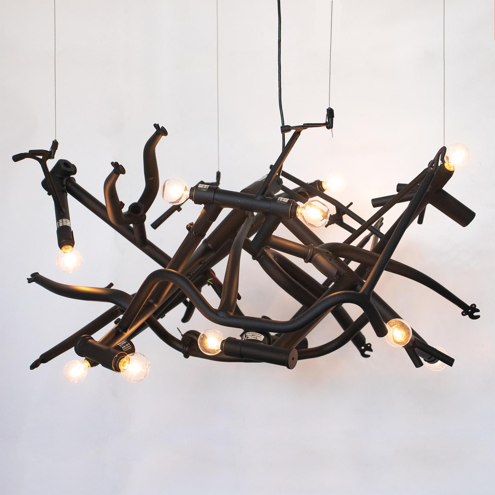 Canadian Reclaimed Bicycle Chandelier, Round For Sale