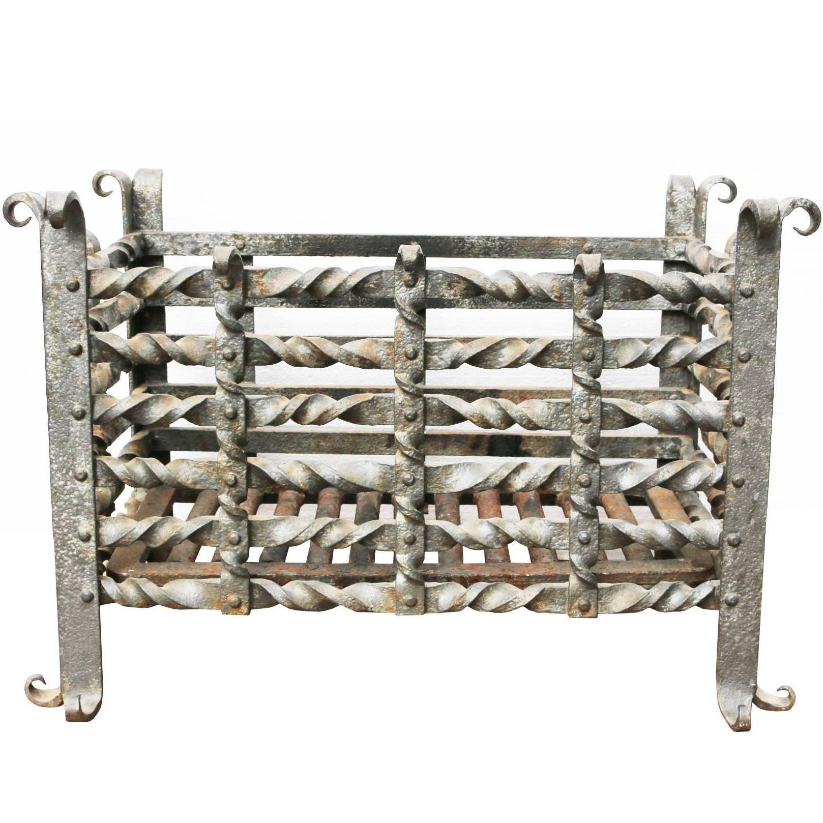 Reclaimed Blacksmith Made Wrought Iron Fire Basket